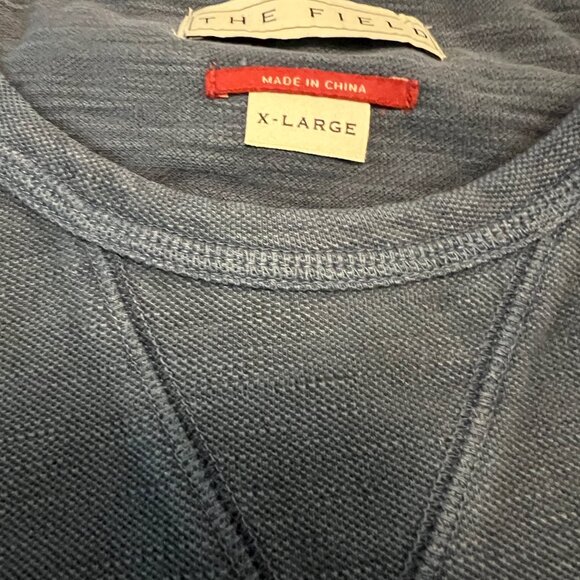 The Field Men's Size XL 98% Cotton/2% Spandex L/S Crew Neck T-Shirt. Grey/Blue. - Picture 5 of 6